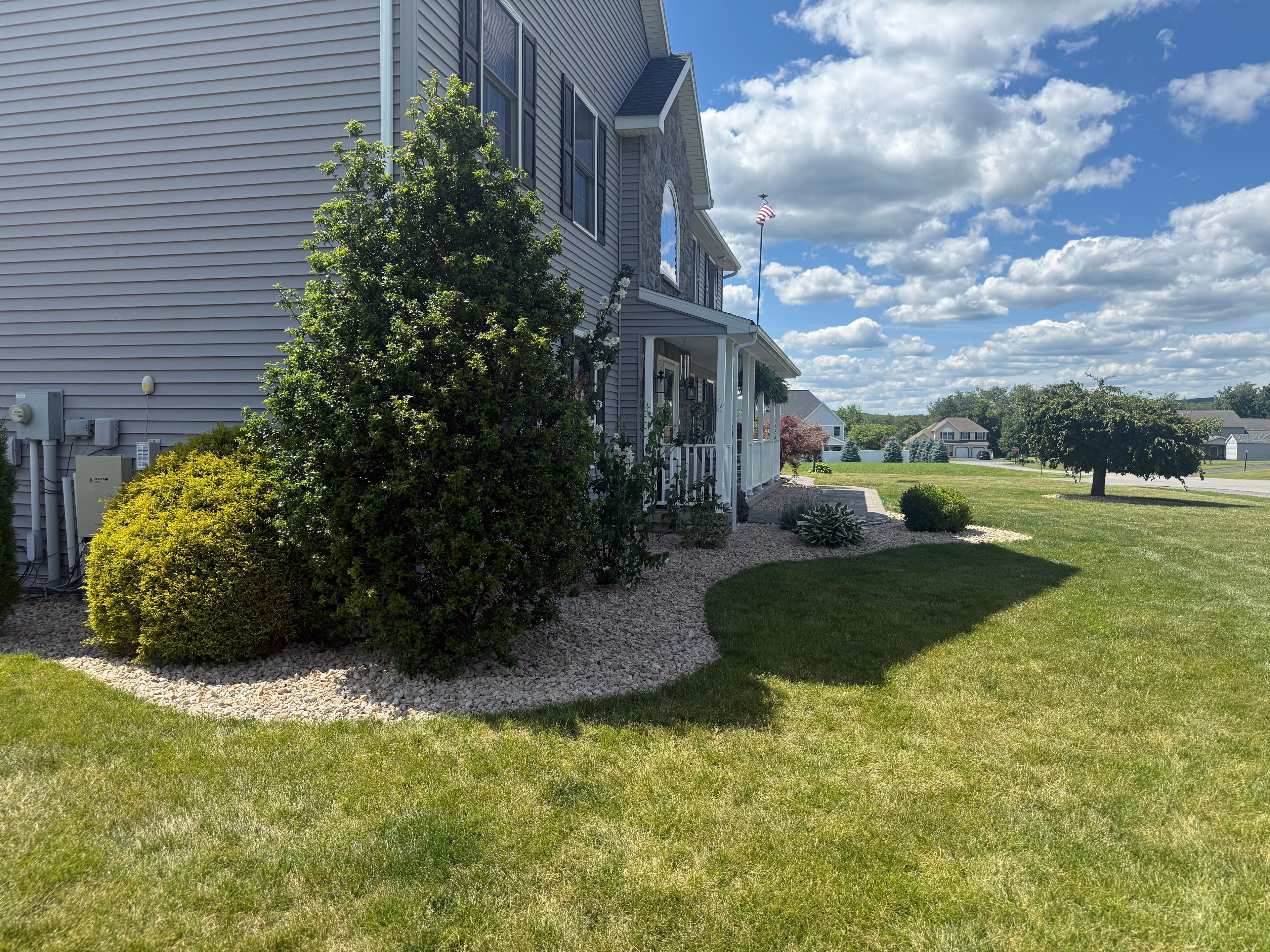 Project Full Yard Overhaul - Stone Beds, New Plants, Concrete Slab and Lawn Restoration image