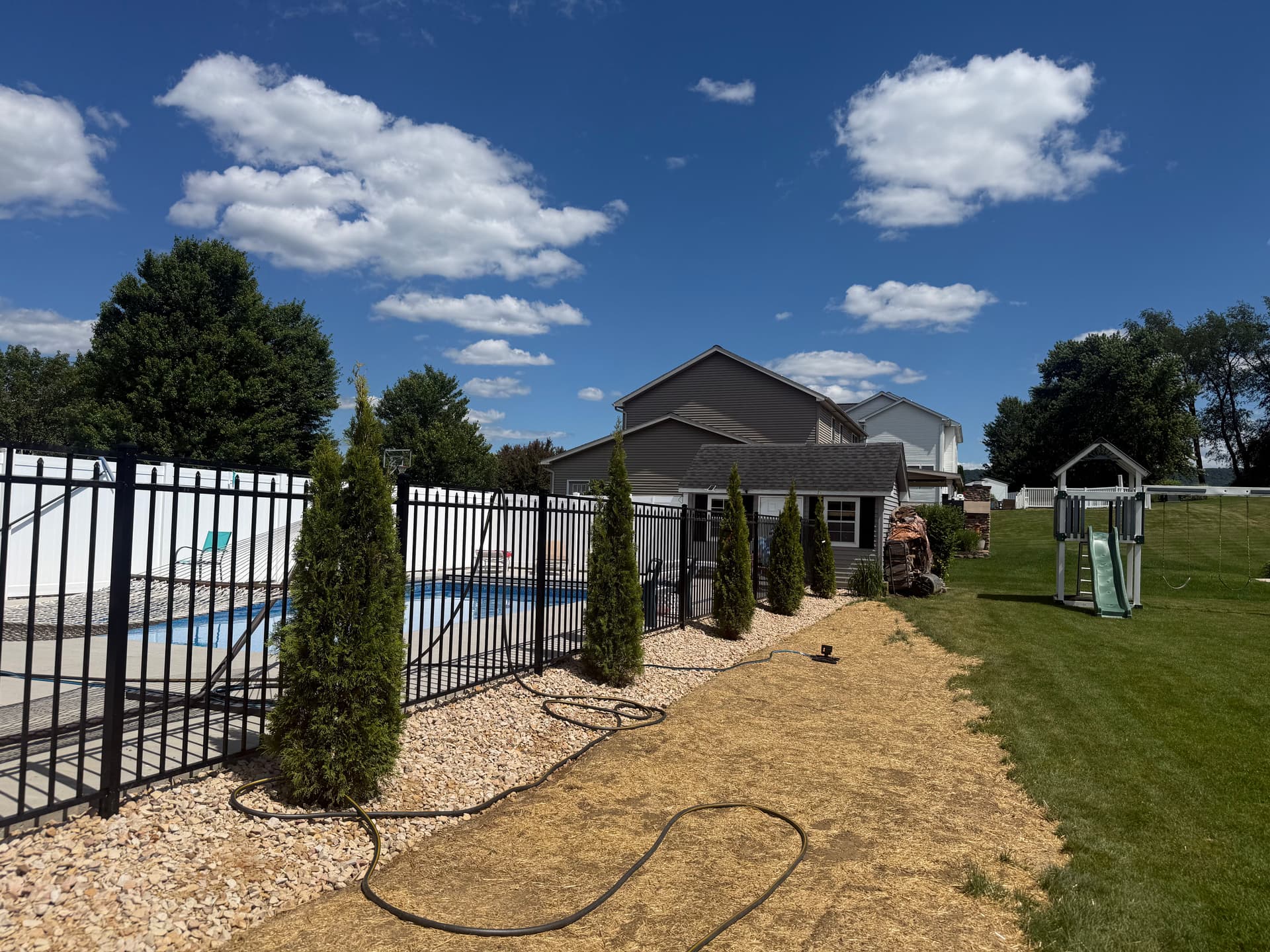 Gallery photos for Full Yard Overhaul - Stone Beds, New Plants, Concrete Slab and Lawn Restoration: Image #1