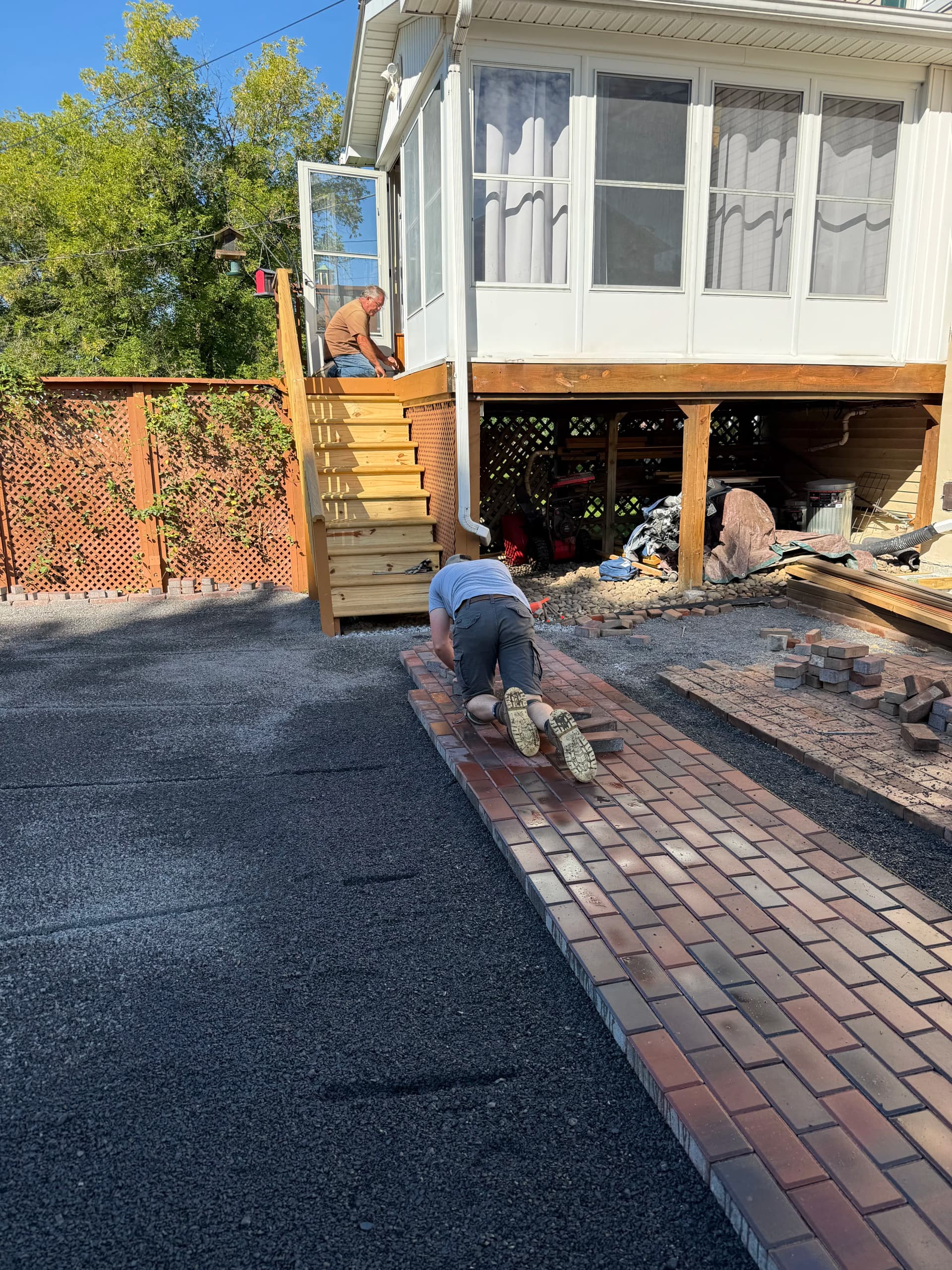 Brick Patio Installation in Progress for a Seamless Backyard Addition image